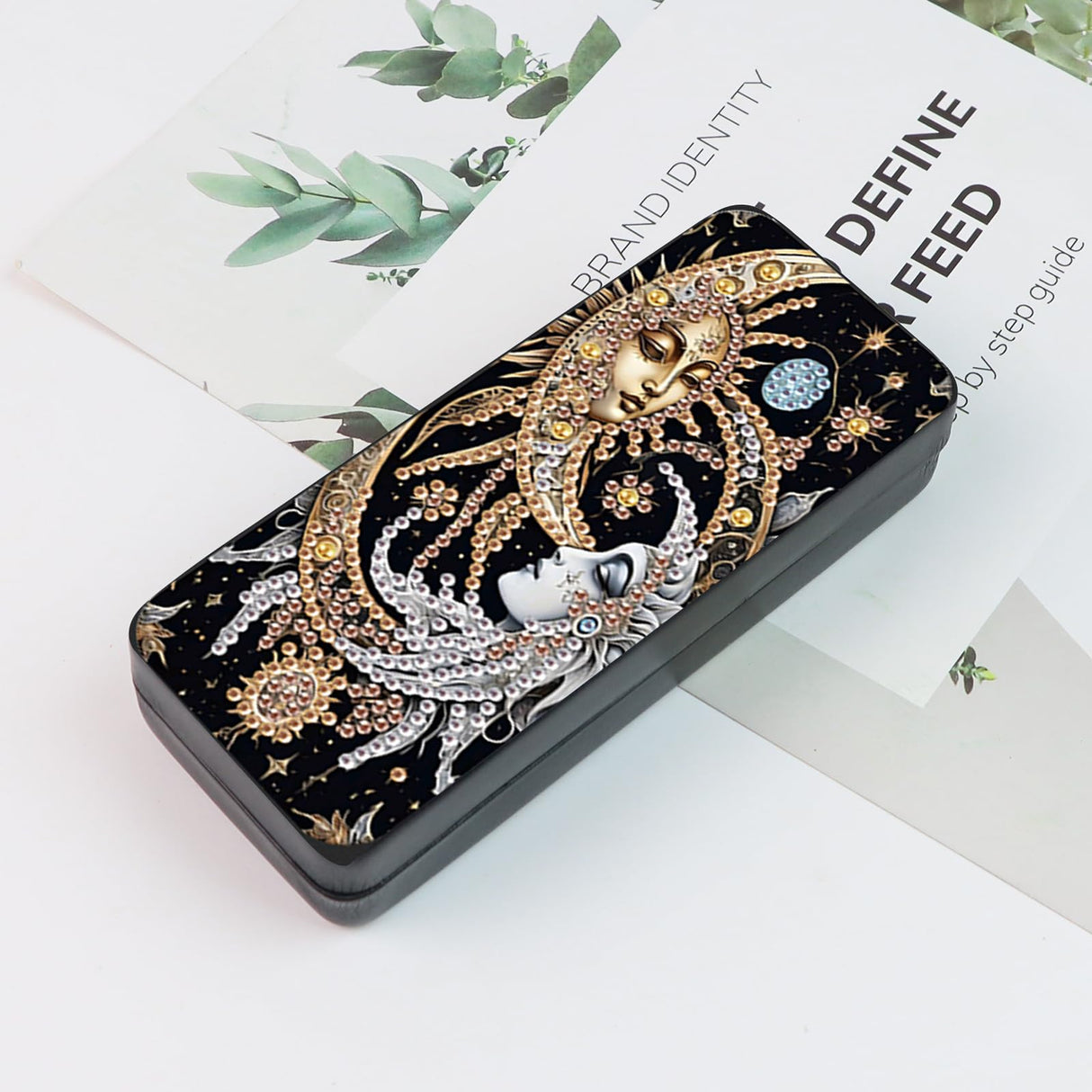 MVVMTOP Diamond Painting Eye Glass Case, DIY Moon Diamond Art Glasses Storage Box Sunglass Case for Adults Handmade for Art Craft Gift Travel Sunglass Eyeglasses MVVMTOP