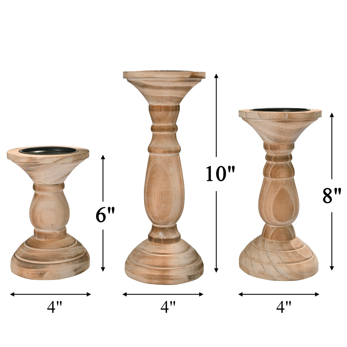 Yorkmills Pillar Candle Holder Set of 3, Farmhouse Decor Living Room Tall Candle Holders for Pillar Candles, Wood Candle Holders for Table Centerpieces Tan Home Decor Kitchen Dining Room Table Decor Yorkmills