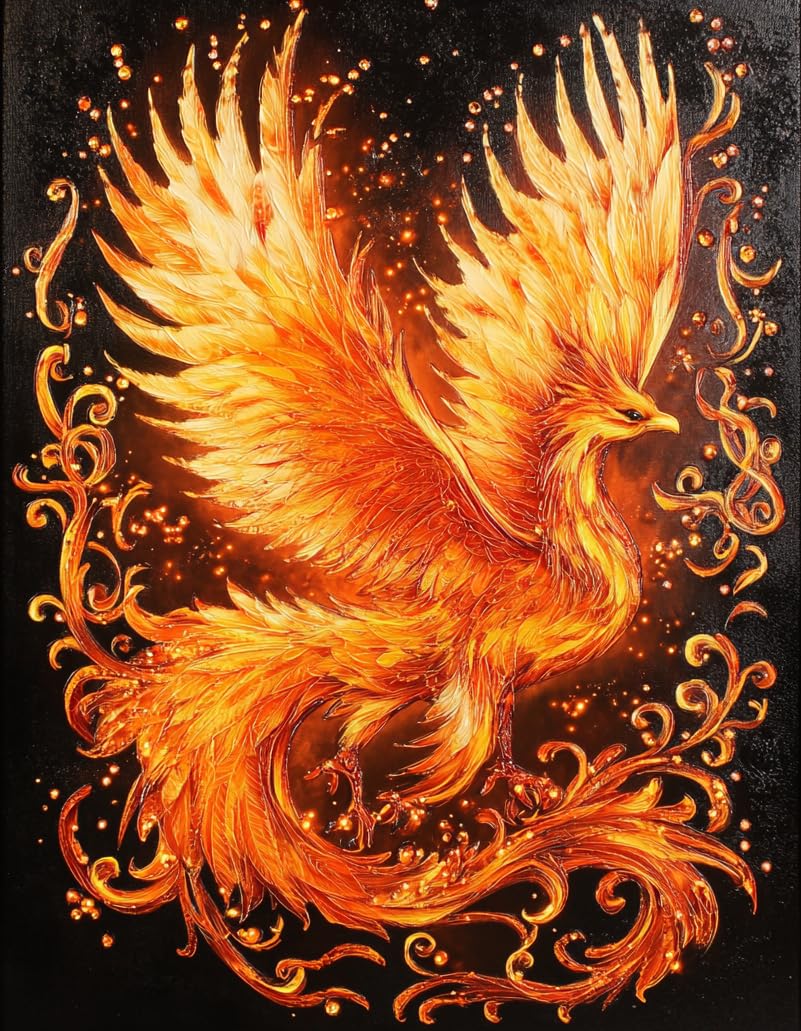 5D Fire Phoenix Diamond Art 12x16 Inch Full Drill Diamond Painting Kits for Adults & Beginners - DIY Art Crafts for Relaxation and Home Wall Decor 1 Generic