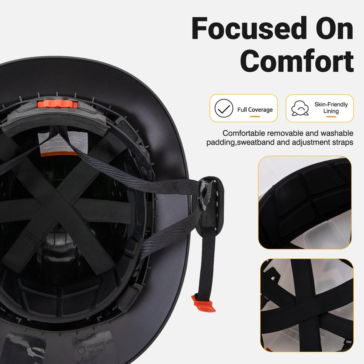 LOHASWORK Full Brim Hard Hat Construction OSHA Approved Vented Hard Hat Cascos De Construccion Adjustable Cool Vent Work Safety Helmet for Men and Women LOHASWORK