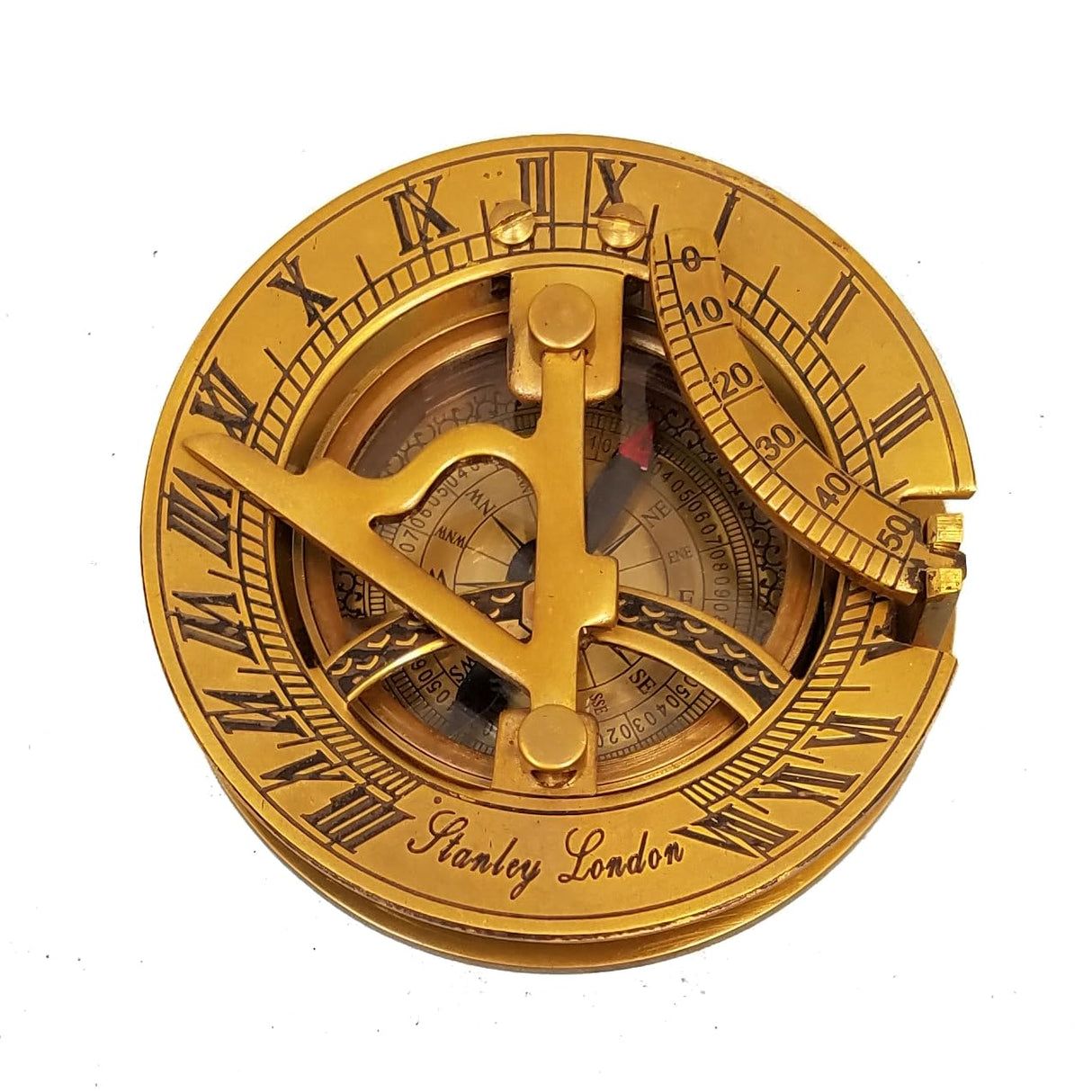 Working Antique Brass Pocket Sundial Compass | Unique Gift for Hikers, Campers, and Outdoor Enthusiasts | Optional Engraved Compass Personalized with Hardwood Box (Design My Own) Stanley London