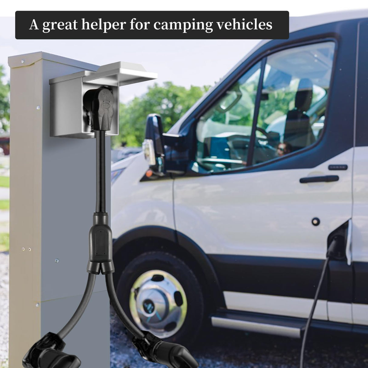 iFwevs 3FT 14-50P 4 Prong Splitter,14-50R Female Receptacle,6/3, 8/1 STW AWG Flexible Cable/14-50 Y Split Plug 50AMP RV Extension Cord Adapter iFwevs