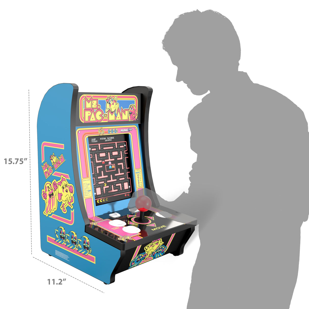 Arcade1Up Ms. PAC-Man Countercade, Built for Your Home, 1 Player, 5 Classic Games, 8-inch Screen ARCADE1UP