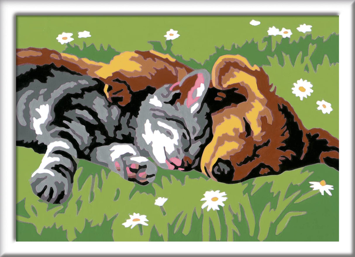 Ravensburger CreArt Sleeping Cat & Dog Paint by Numbers Kit | Easy-to-Use for Kids | Perfect for Home Decor | Ideal Gift for Aspiring Artists - Ages 7 & Up Ravensburger