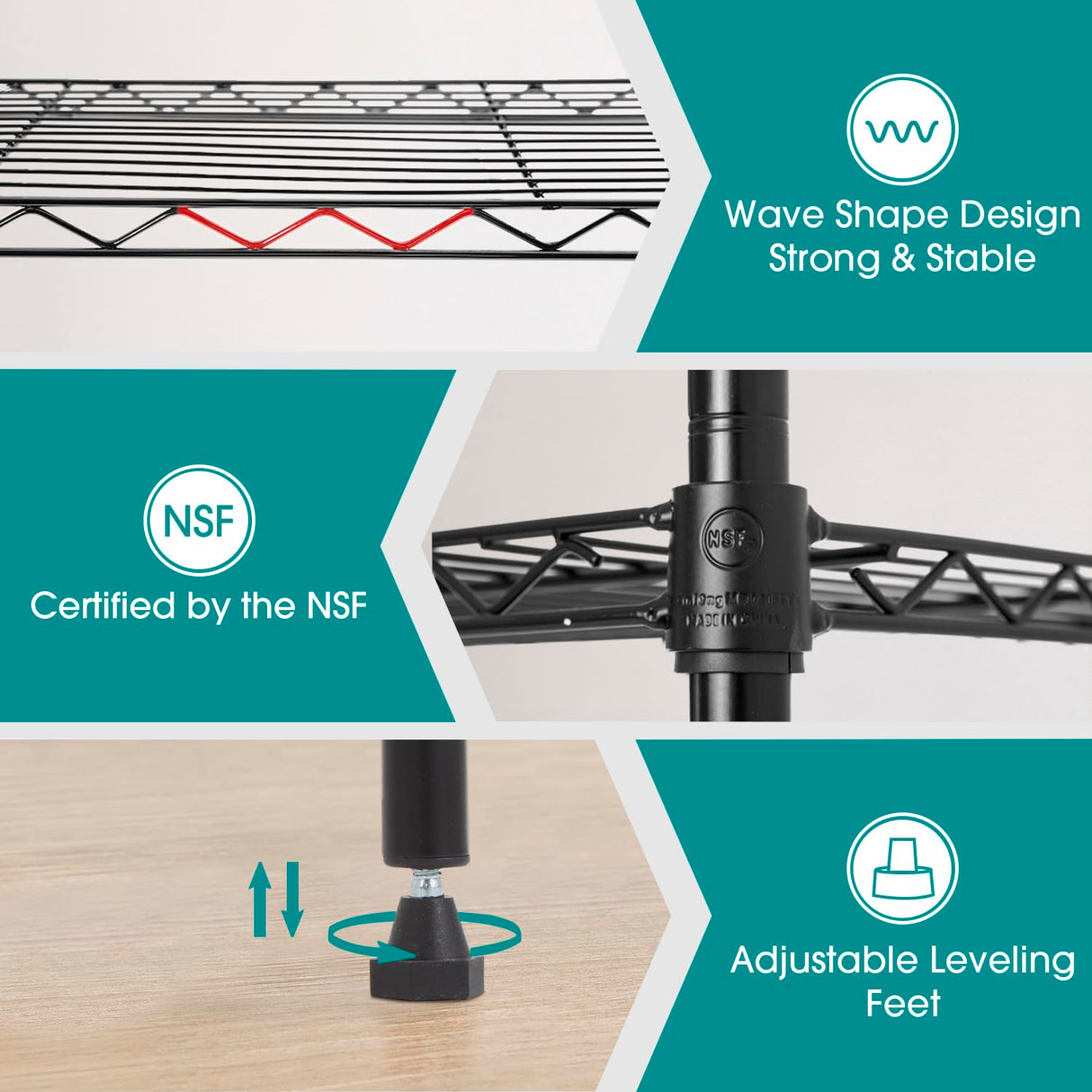 PayLessHere | 6-Tier Wire Shelf | 23"x13"x59" | Black | Adjustable Racks | Heavy-Duty Storage Shelves, Holds Upto 1500 lbs | Rust-Resistant, No-Tool Assembly | for Home, Garage Shelving PayLessHere