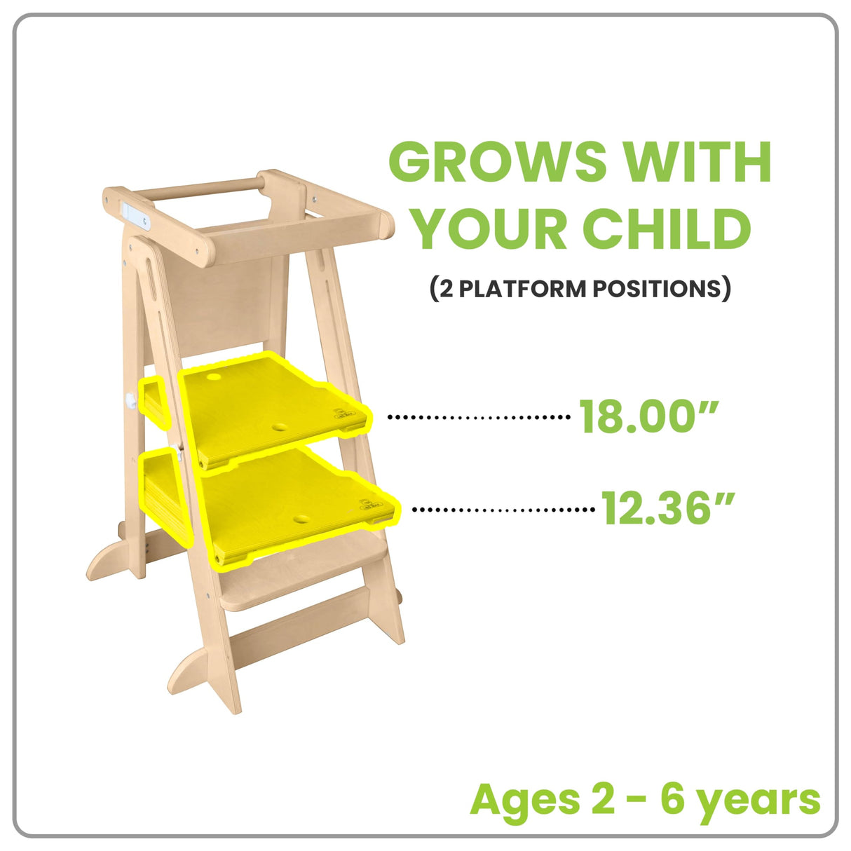 Little Partners Learning Tower Foldable Toddler Tower - Learn 'N Fold Toddler Kitchen Stool for Kids 2 to 6, Folding Toddler Tower (Natural) Little Partners