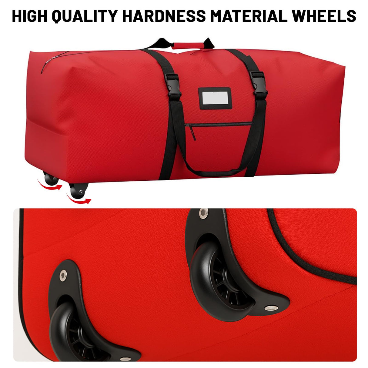 7.5 ft Christmas Tree Storage Bag, Heavy Duty Rolling Xmas Tree Bag with Reinforced Handles and Wheels, Large Storage Container for Trees and Decorations, Red GHYKL
