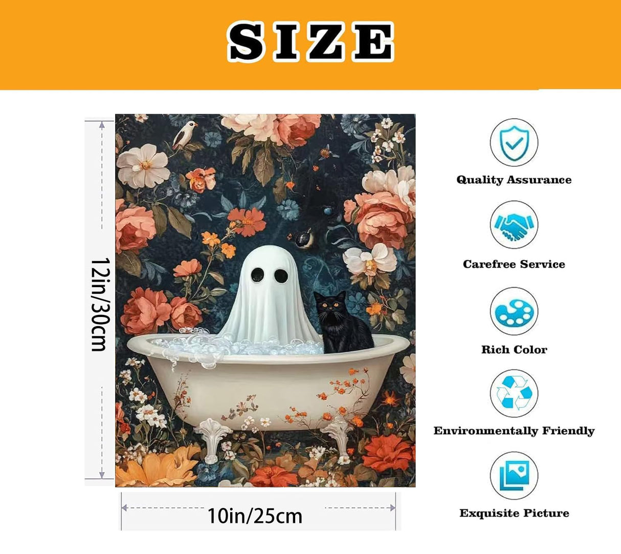 VIGEGU Ghost Black Cat Paint by Numbers Kit for Adults with Framed,Halloween Paint by Number DIY Adult Paint by Number Kits for Wall Decor 10x12in VIGEGU
