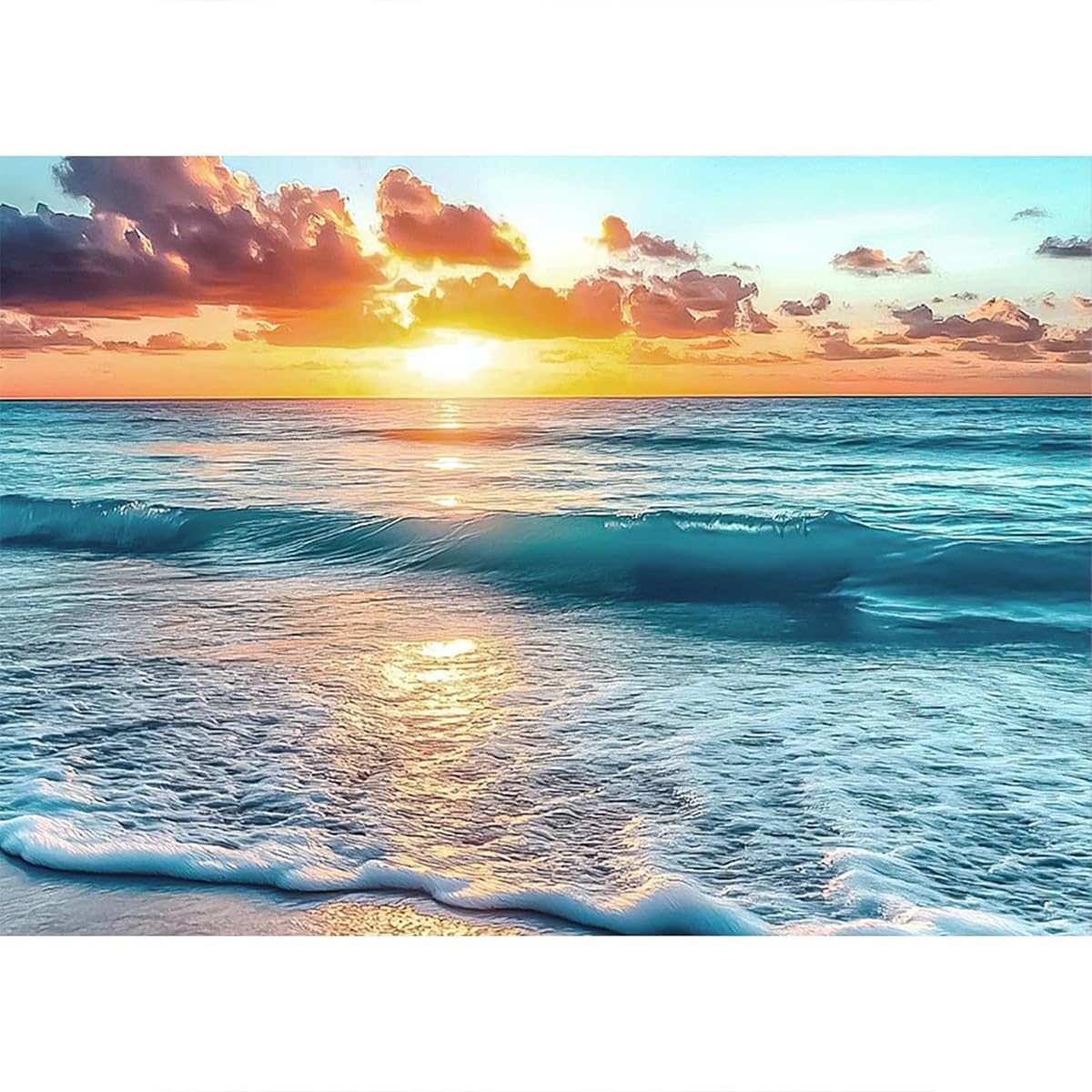 Diamond Painting Art, 30x40cm Ocean Sunset Seascape Silhouette, Round Drill DIY Craft for Adults, Calming Beach Wall Decor Amz Camel