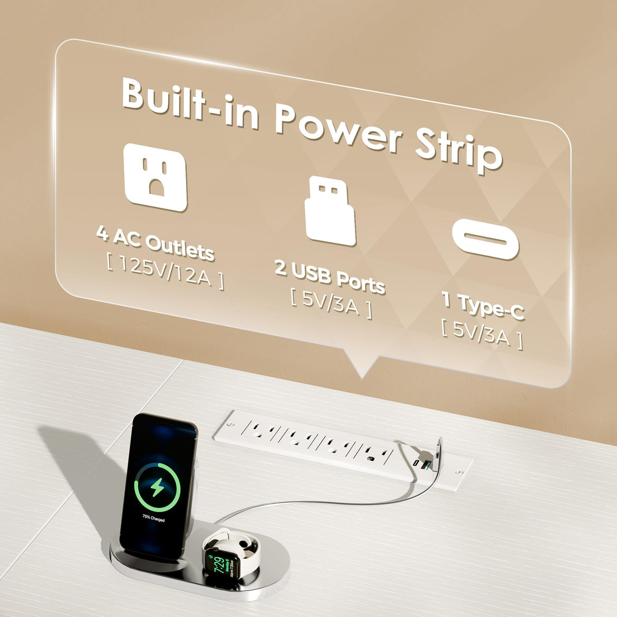 Huuger 63 Inch TV Stand for 65, 70 Inch TV, 11 Drawer Long Dresser with Power Outlets and LED Lights, Entertainment Center with Storage, White Dresser with PU Leather Surface Huuger