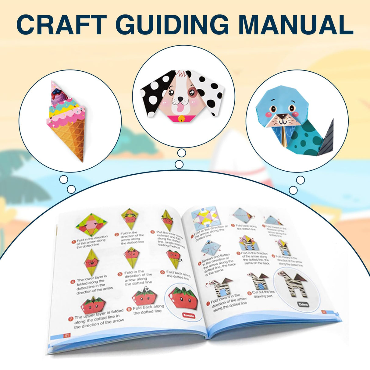 AluAbi Origami Kit for Kids, 144 Sheets Double Sided Origami Paper with Guiding Book, 72 Patterns Origami Set for Kids AluAbi