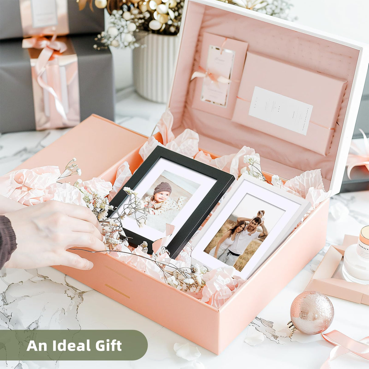 HappyHapi 8x10 Picture Frame Set of 6, 8x10 White Picture Frame Display Pictures 5x7 with Mat or 8x10 Without Mat. Wall Hanging Photo Frame or Tabletop Display Gallery Frame (White) HappyHapi