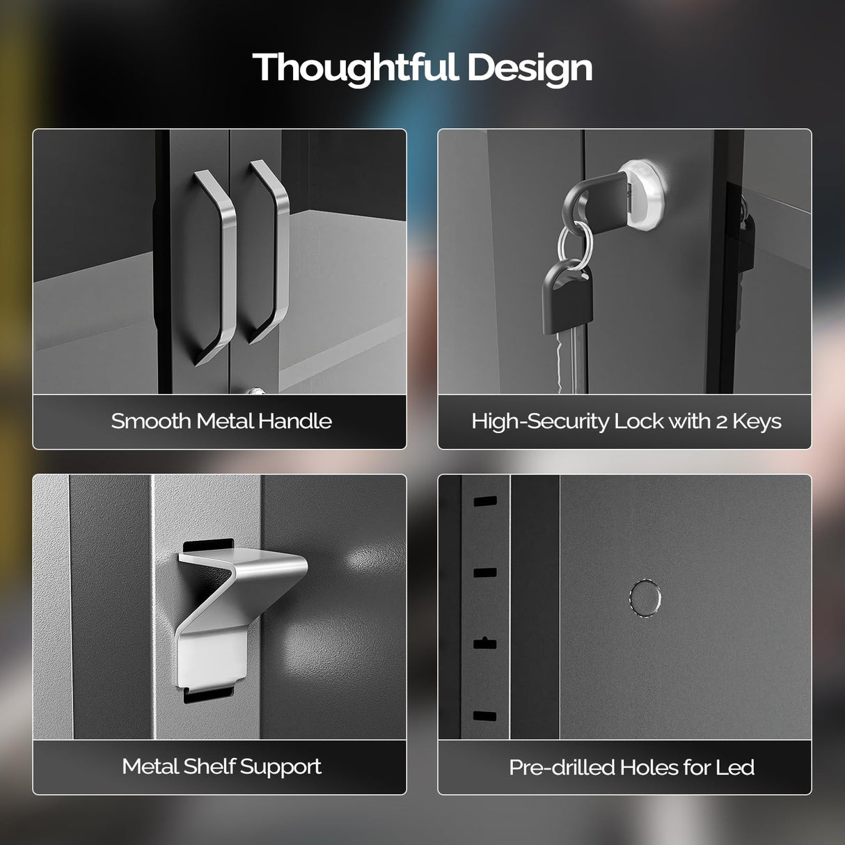 VINGLI Lockable Display Cabinet with Glass Doors & 5 Adjustable Shelves, 71" Tall Black Metal Storage Cabinet, Curio Cabinet Bookshelf Bookcase Liquor Cabinet for Home Office Living Room Pantry Garage VINGLI