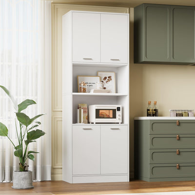 FOTOSOK 71" Pantry Cabinet, Kitchen Pantry Cabinet with Doors and Adjustable Shelves, Kitchen Cabinets Hutch Cupboard for Dining Room, White
