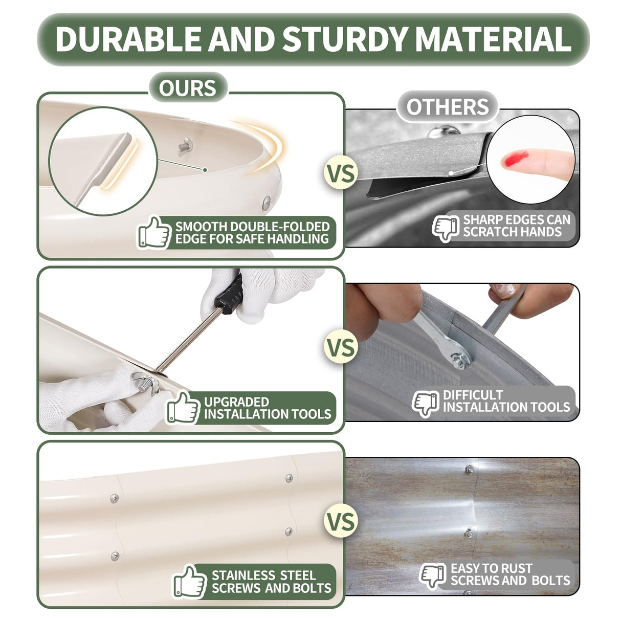 1MORE Galvanized Raised Garden Bed- Planter Garden Boxes Outdoor, Raised Beds for Gardening, 4x2x1ft Metal Garden Bed Kit for Vegetables Flower, Planter Raised Beds with Tools.White-2pack 1MORE