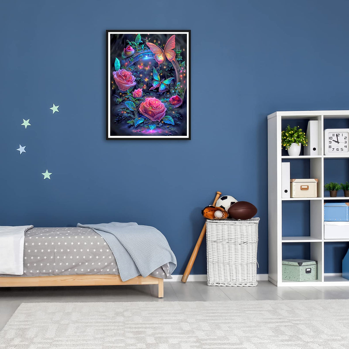 Stalente Diamond Painting Kits for Adults, Rose Flower Round Full Drill Diamond Art Kits, 5D DIY Paint with Diamonds Crafts for Home Wall Decoration Gifts 12×16 Inch, Butterfly Stalente