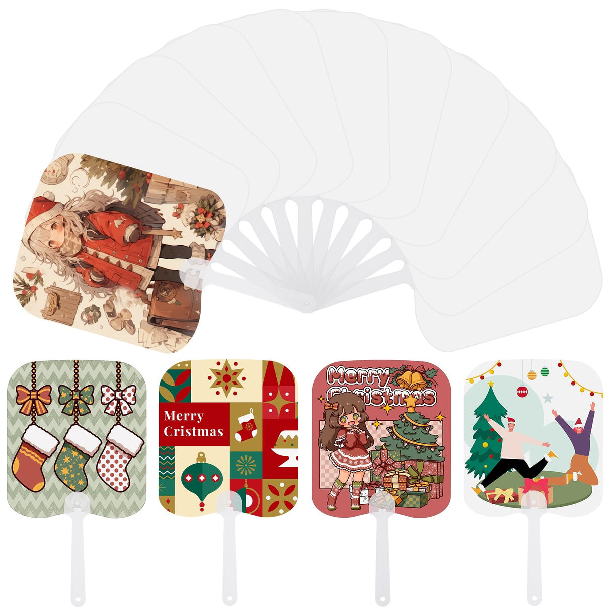 Framendino, 15 Pack Sublimation Fan Blanks Plastic Handheld Fans Double Sided for DIY Craft Rectangle Framendino