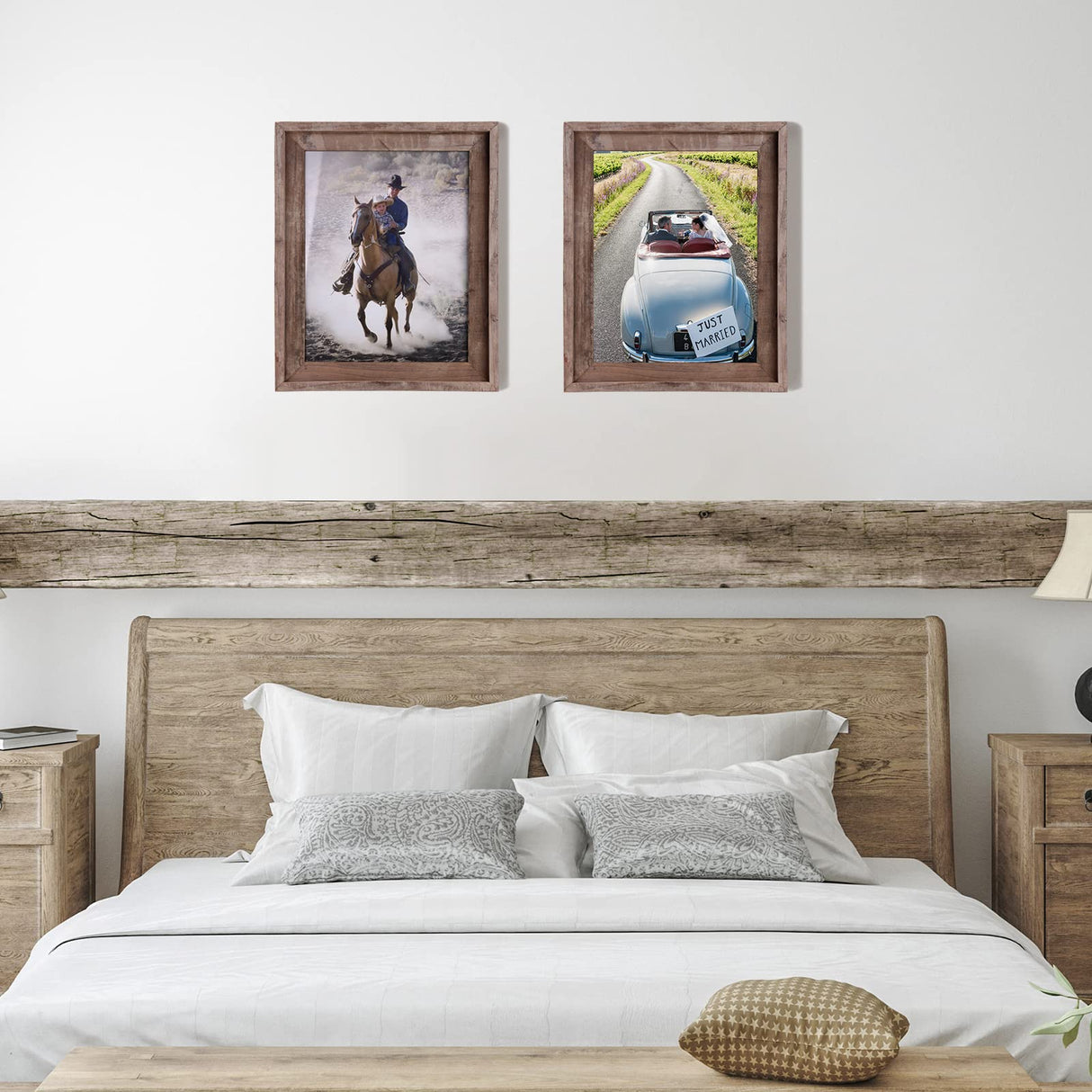 Robhomily Reclaimed Barnwood 8x10 Picture Frame,Farmhouse Rustic Distressed Wood Photo Frame, 100% Reclaimed Natural Barn Wood with Real Glass, Wall &Tabletop Frame for Home Decor. Robhomily