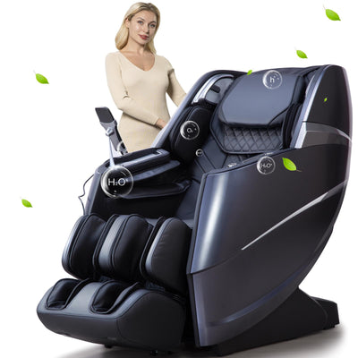 Oversize 4D Massage Chair Full Body Zero Gravity Massage Recliner Chair SL Track O2 Ionizer Motorized Extension Calf Kneading Massage Yoga Stretch Back Heating 20 Modes Space Saving AI Control Glossy