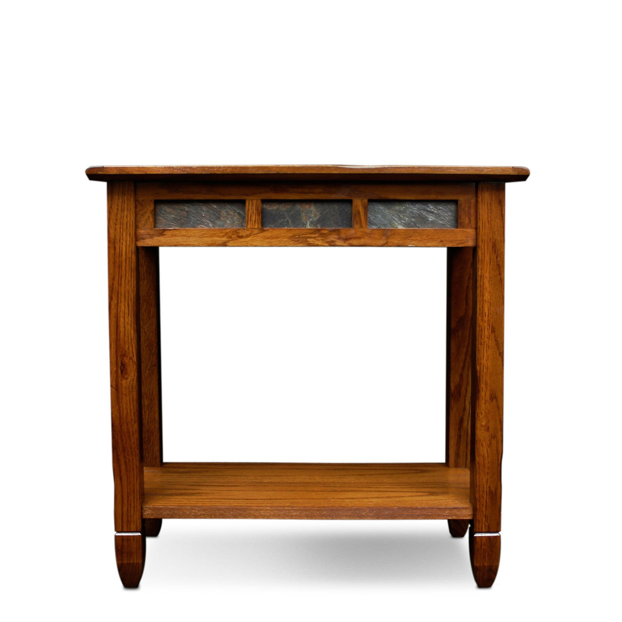 Leick Home Sibley End Table, Solid Wood, 12 in. Wide, Slate Tile Detail, 1 Lower Shelf, Narrow Width, Easy-Assembly, Rustic Oak, 24.0 in. L x 12.0 in. W x 24.0 in. H, 10060 Leick Home