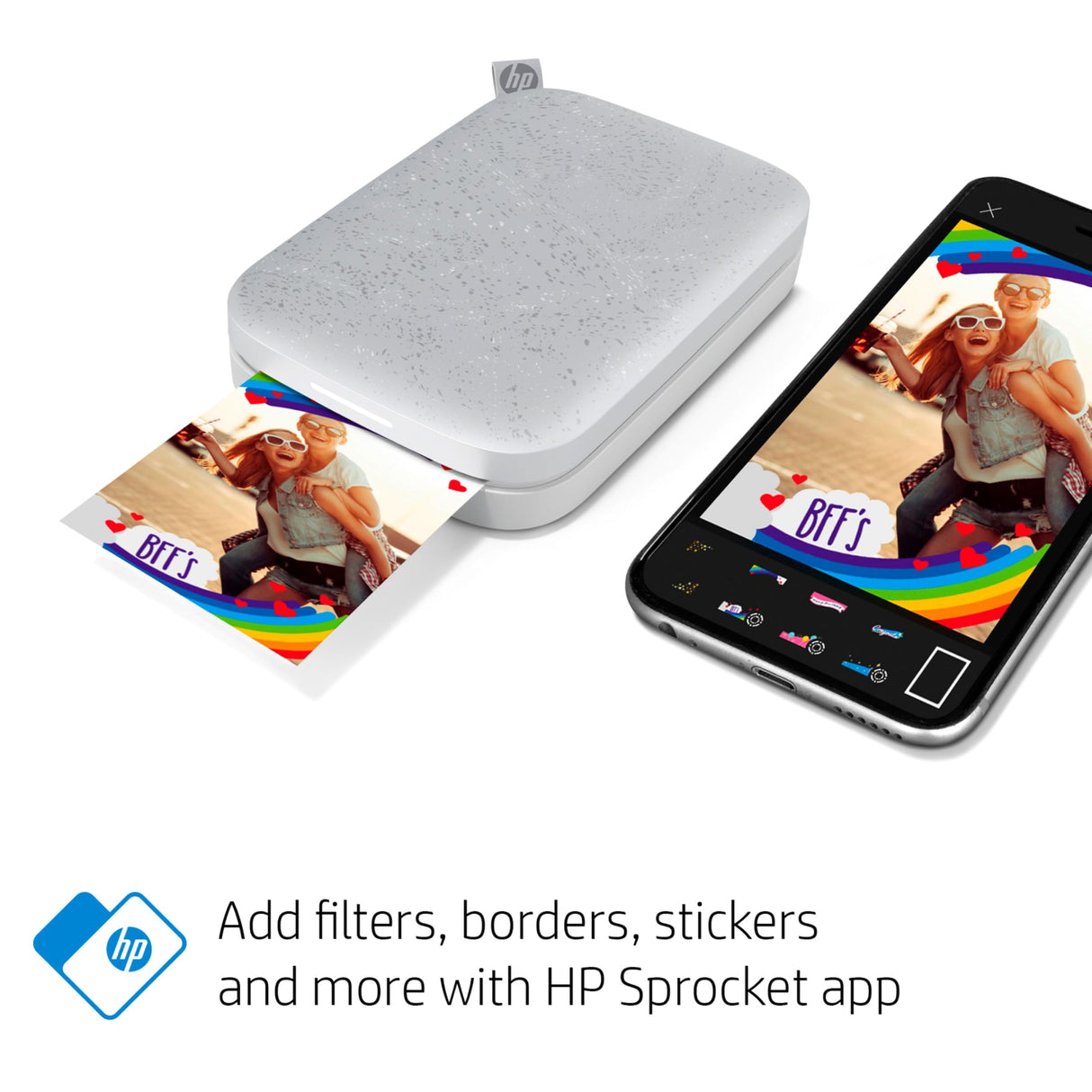 HP Sprocket 2x3" Instant Smartphone Photo Printer - Portable Color Wireless Mobile Printer - Zink Sticky-Back Photos - Print from Compatible iOS & Android Devices with Bluetooth w/Fun App - Luna Pearl HP