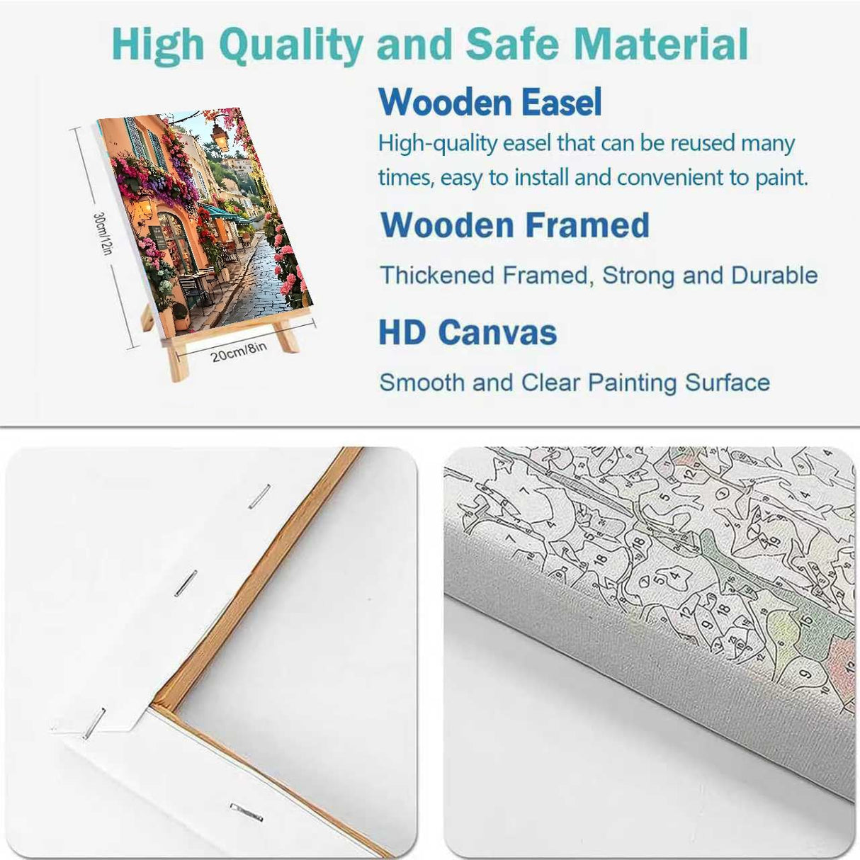 2 Pack Framed Paint by Numbers Kit for Adults - with Wooden Easel, Landscape Paint by Numbers Kit for Adults Framed, DIY Streetscape Paint by Numbers with Frame for Home Wall Decor 8x12 Inch askkqtx