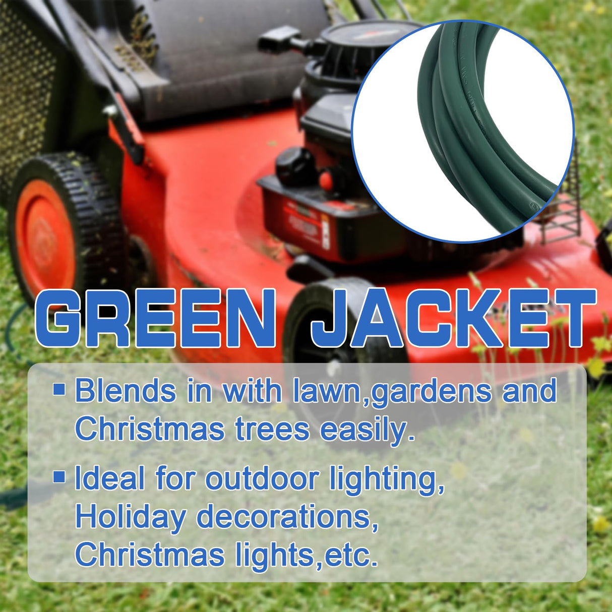 EP 75 Ft Outdoor Extension Cord - 16/3 SJTW Green Electrical Cable with 3 Prong Grounded Plug EP