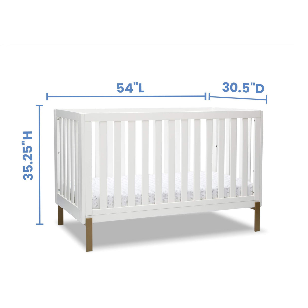 Delta Children Hendrix 4-in-1 Convertible Crib, Bianca White/Bronze Delta Children