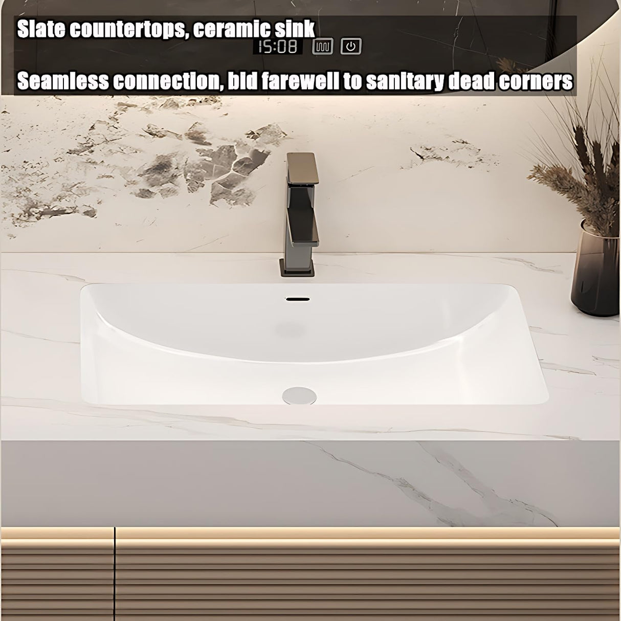 ZGNBSD Floating Bathroom Vanity - Bathroom Vanity with Sink & Smart LED Defog Mirror Cabinet | Solid Wood Luxury Bathroom Vanity | Wall Mounted Installation (Pink, 60") ZGNBSD