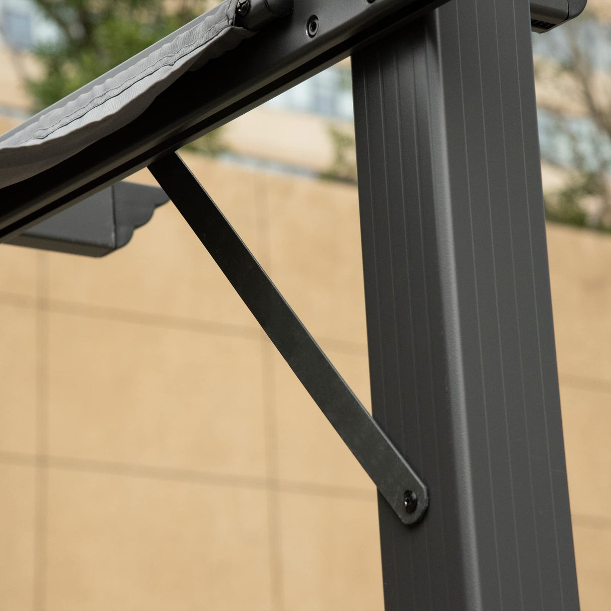 Outsunny 10' x 10' Aluminum Patio Pergola with Retractable Pergola Canopy, Backyard Shade Shelter for Porch, Outdoor Party, Garden, Grill Gazebo, Dark Gray Outsunny