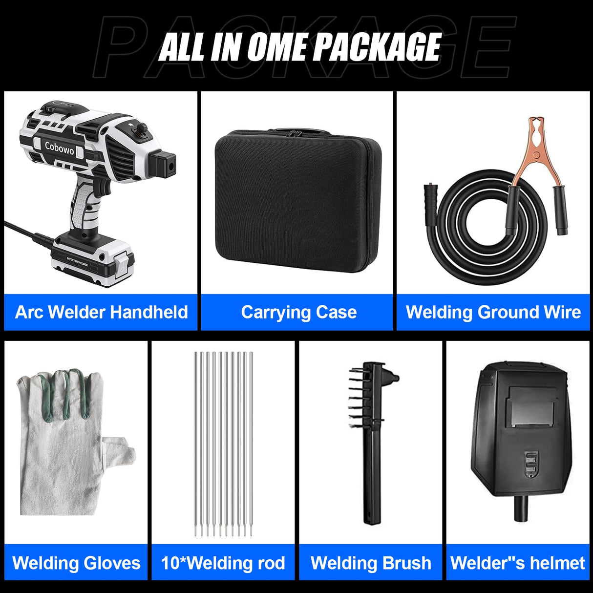 Portable Electric Welding Machine, Upgraded 110V ARC Welder, 20-120A, IGBT Inverter, 6 Variable Currents, Welding Tool for 3/32"-1/8" Rod. Perfect Gift for DIY, Repairs, Metal Fabrication, Automotive Cobowo