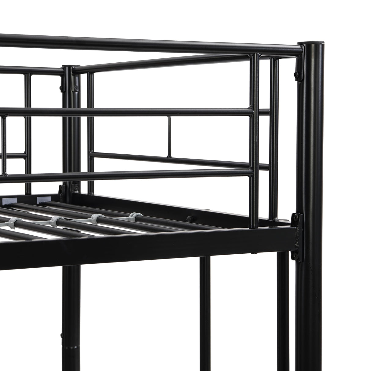 Yehha Metal Bunk Beds for Kids & Youths, Twin Over Twin Bunk Bedframe with 2 Ladders and Full-Length Guardrail, No Box Spring Needed, Noise Free, Convertible 2 Beds, Young Black Yehha