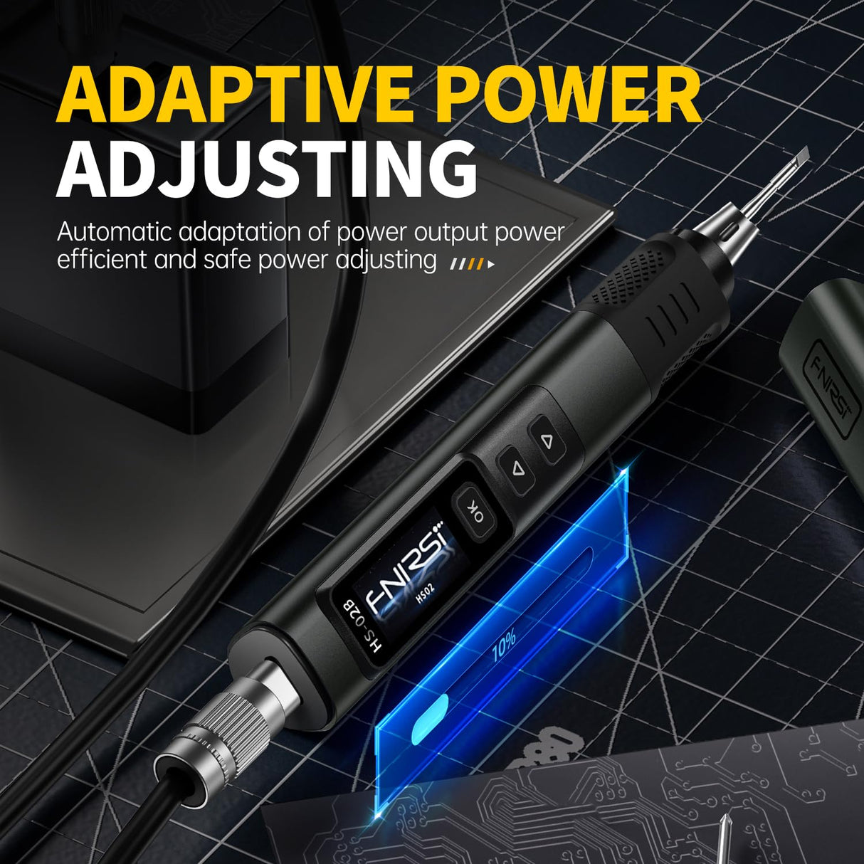 FNIRSI HS-02B 100W Portable Soldering Iron Kit, 2S Fast Heating, 212-842℉, Pre-set 3 Groups Temperature, 3 210 Soldering Tips, Smart Digital Soldering Iron Pen Tool for Electronics Precision Repair FNIRSI