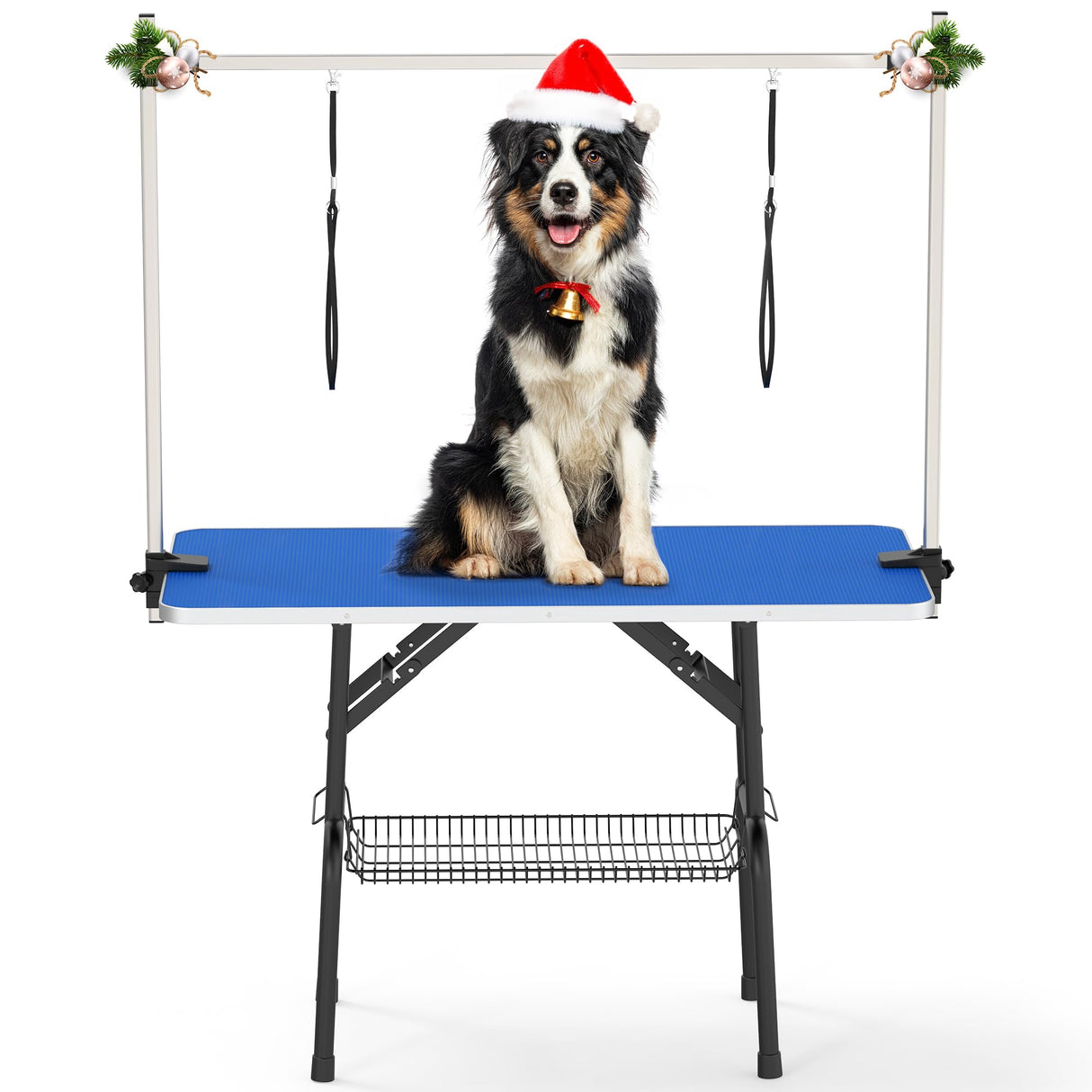 YITAHOME 46" Dog Grooming Table, Foldable Home Pet Bathing Station Table with Adjustable Arm, Non-Slip Desktop, Storage Tray& Noose, Blue YITAHOME