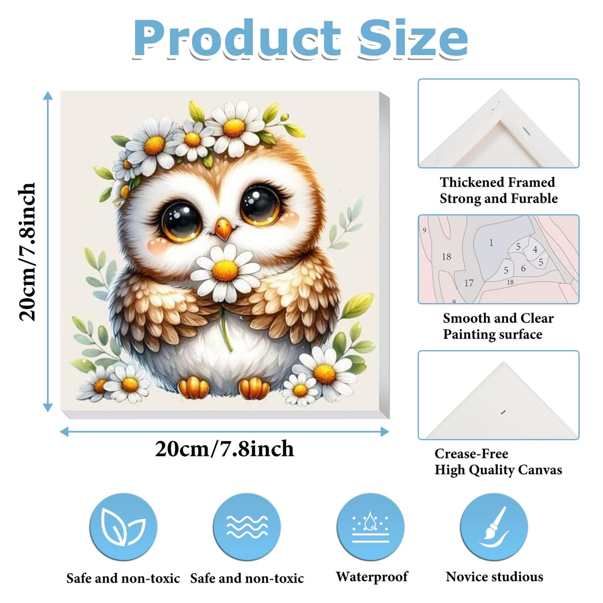 hkejoi 4 Pack Kids Paint by Number Framed - Cartoon Paint by Numbers Kit, Perfect for Gift or Home Wall Decor 8x8inch hkejoi