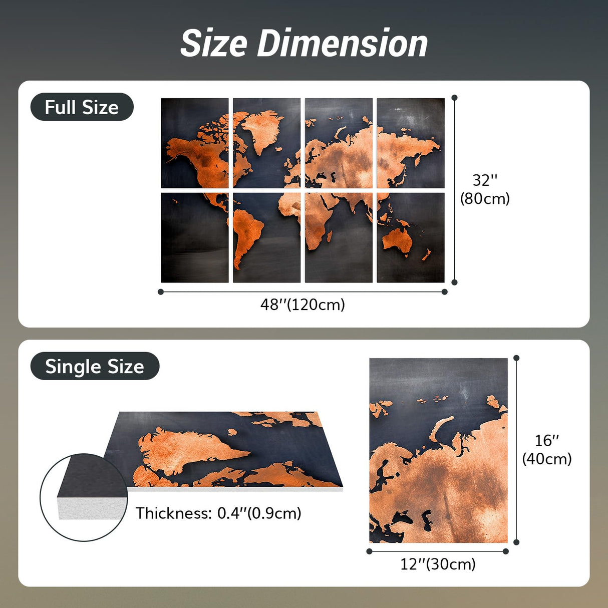 TONOR 8 Pack Art Acoustic Panel, Self-Adhesive Wall Panels, 48"X32" Sound Absorbing Panels, Decorative Soundproof Panels, Acoustic Treatment for Recording Studio, Office, Home, World Map TONOR