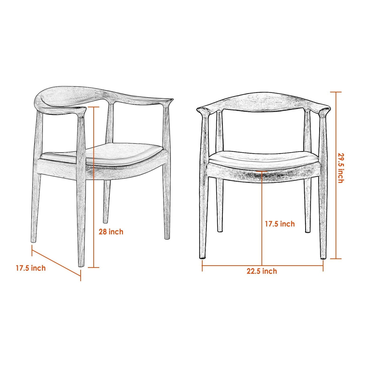 Forsho Kennedy Armchair Upholstered Dining Chair, Presidential Mid-Century Modern Accent Chair in Walnut Forsho