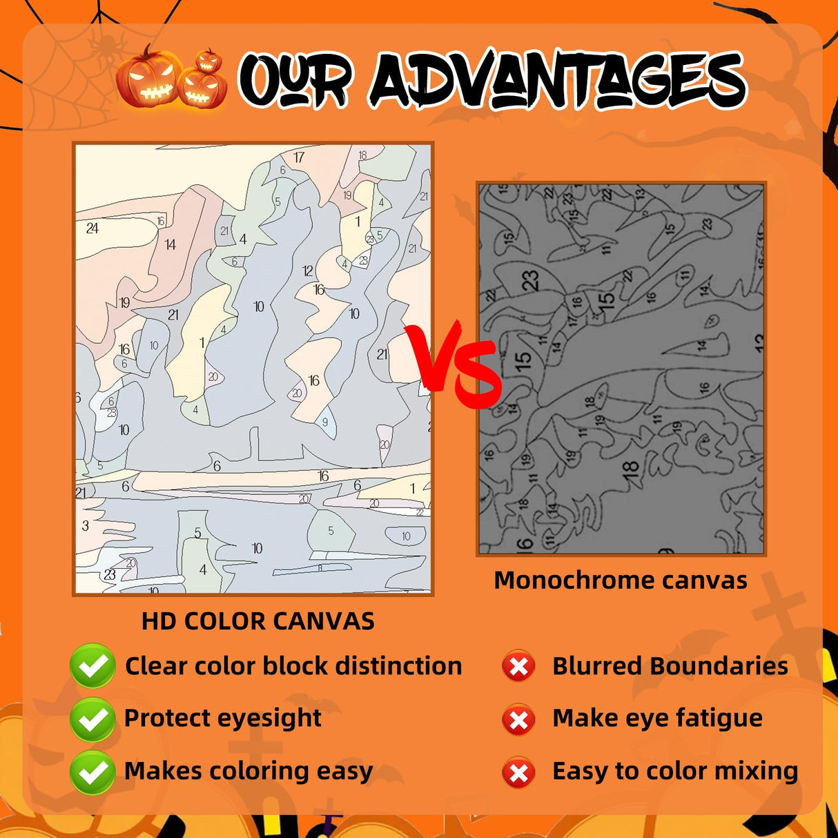 Reivworl Halloween Paint by Numbers Kit for Adults Beginners, Ghost Paint by Numbers, Adult Paint by Number Kits for Gifts and Home Wall Decor 16x20 Inch Reivworl