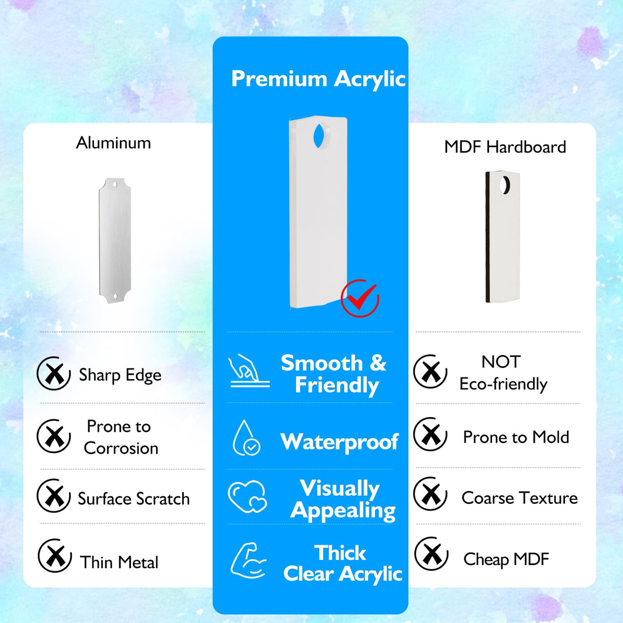 ToBeAce Sublimation Name Plate Blanks Acrylic for Stanley 40 oz Tumblers H2.0 & H1.0, Sublimation Topper Personalized Name Tag for Customized Stanley Cup, Heart (8 Pcs, NOT 30/20 oz) ToBeAce