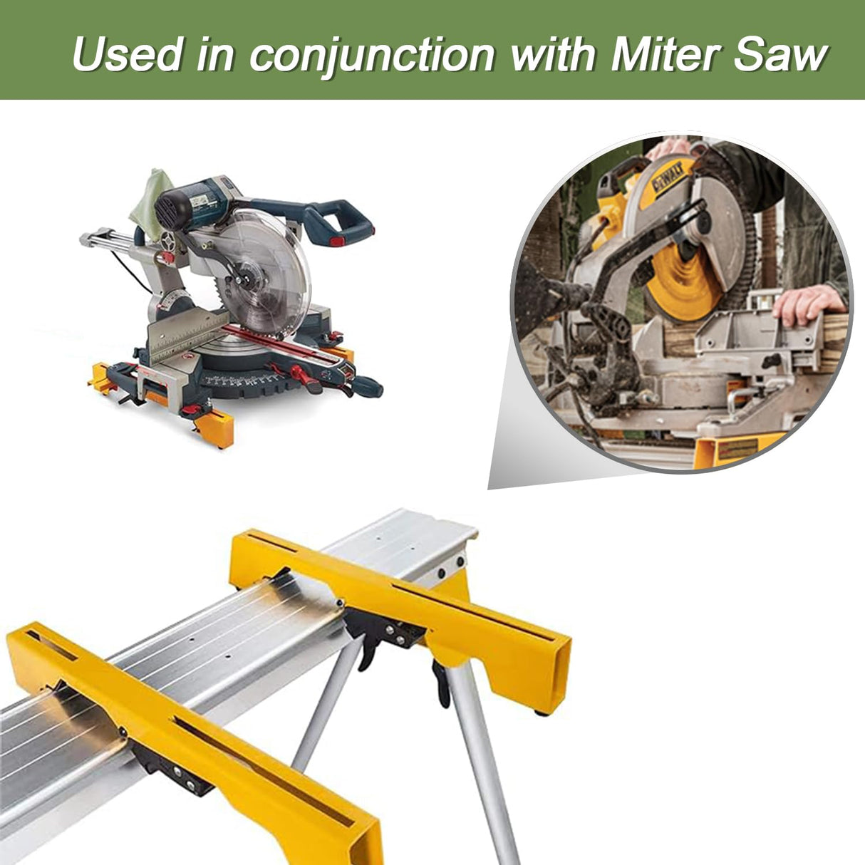 Gabasinover Silver Heavy Duty Miter Saw Stand Compatible with DW7231 DWX725 miter saw mounting brackets allowing use as a tool stand Gabasinover