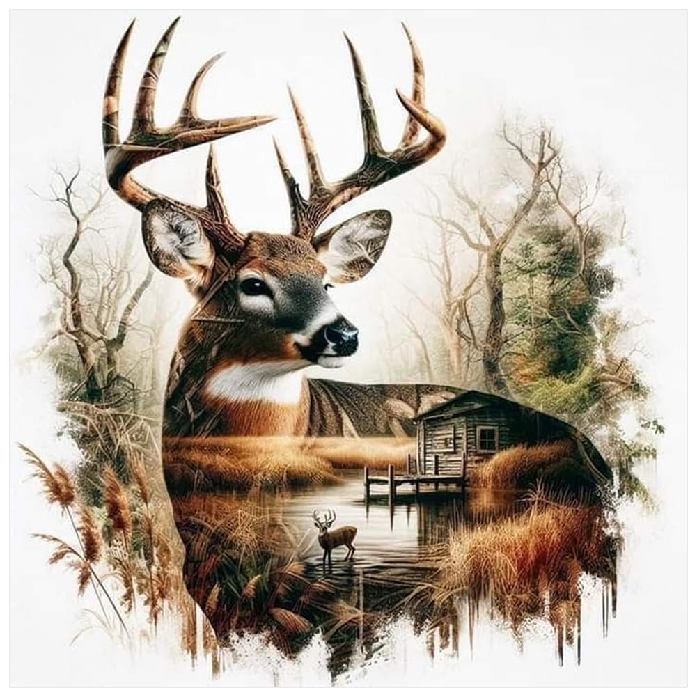 DIADAY Diamond Painting Kits Deer, DIY Diamond Art Kits for Adults Beginners, 5D Full Drill Round Gem Art Diamond Dots Craft Home Wall Decor Gift 12 x 12 Inches DIADAY
