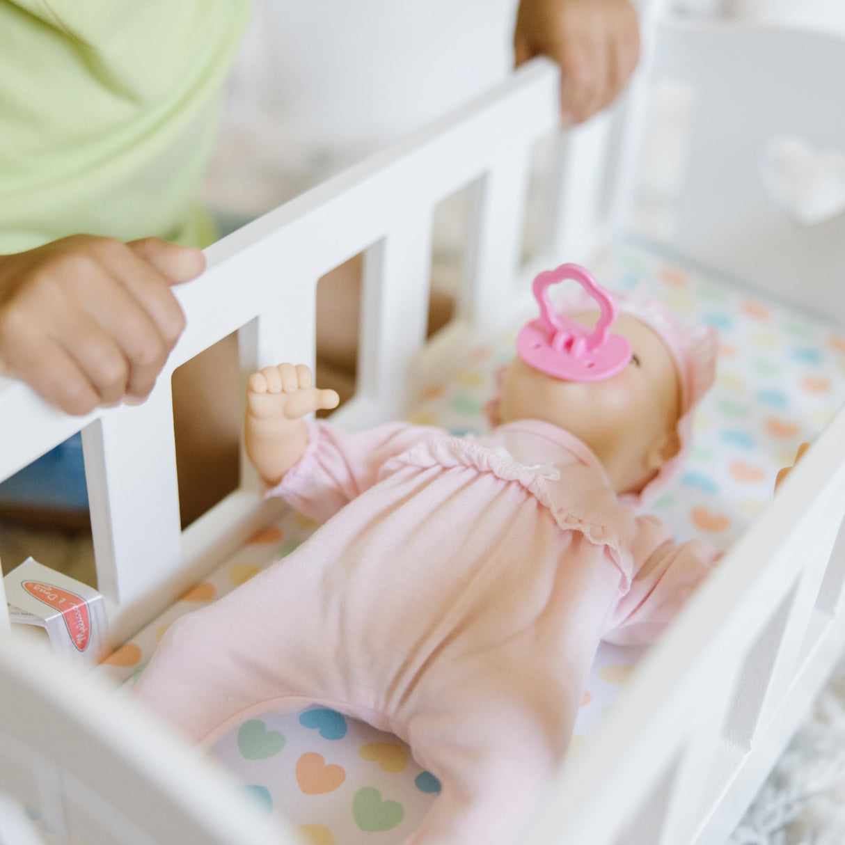 Melissa & Doug Mine to Love Wooden Play Cradle for Dolls, Stuffed Animals - White Melissa & Doug