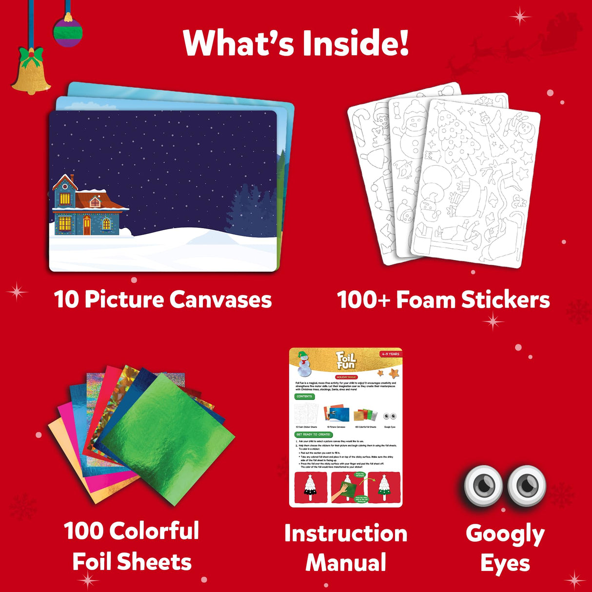 Skillmatics Foil Fun - Holiday Magic, No Mess Art for Kids, Christmas Craft Kits & Supplies, DIY Creative Activity, Travel Toys, Gifts for Boys & Girls Ages 4, 5, 6, 7, 8, 9 Skillmatics