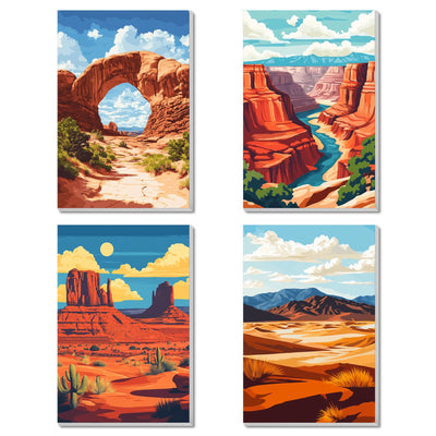 4 Pack Framed Paint by Numbers Kit for Adults Beginner Canvas Painting by Numbers for Adults National Park Easy Adult Paint by Number Kits with Frame Landscapes Watercolor Painting by Number 8x12 Inch