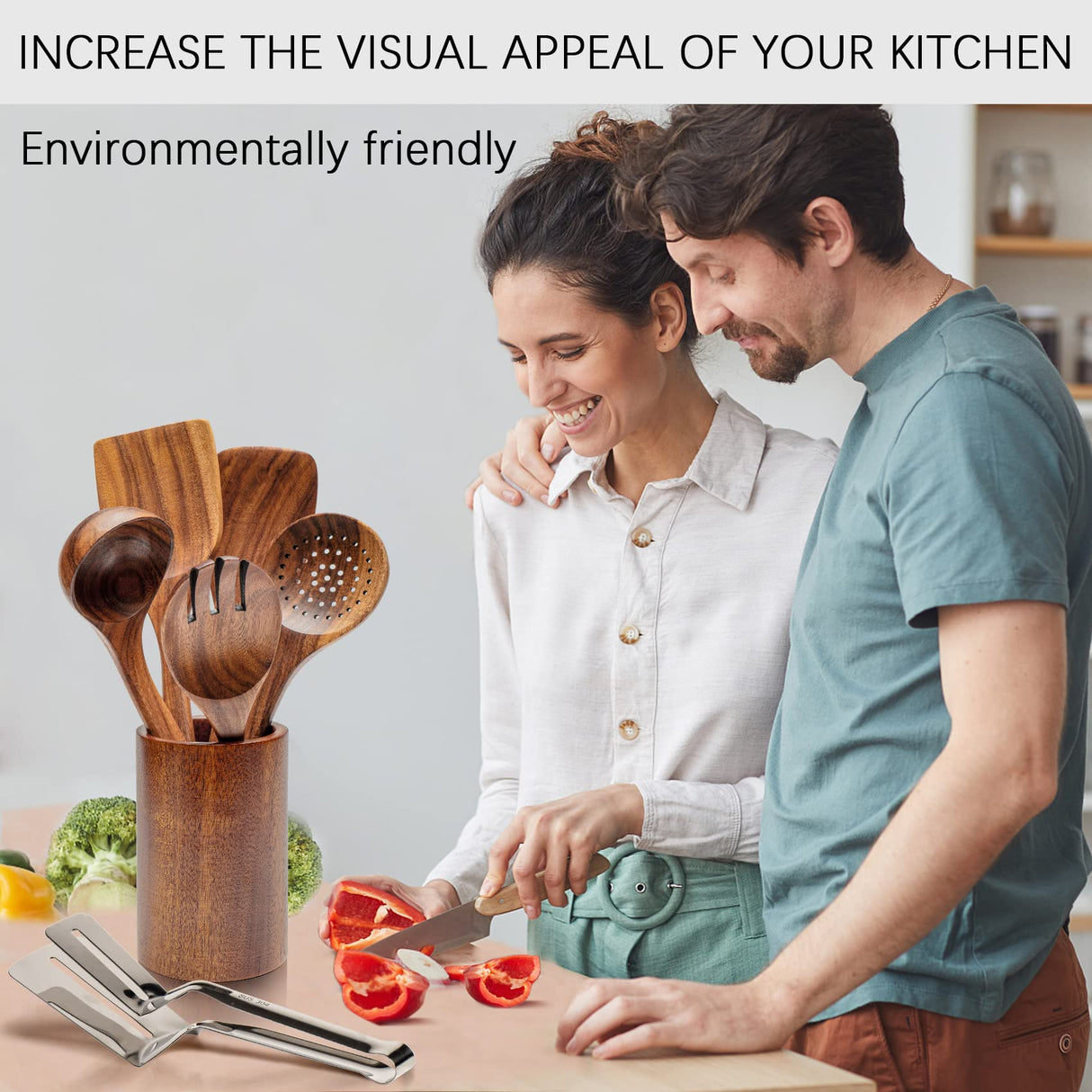 Hefild Premium Wooden Spoons for Cooking, and Wooden Spatula for Cooking & Wood Spatula, 12 pcs Wooden Utensils for Cooking, Teak Wood Utensils Set for Non-Stick Cookware, Present for Chefs & Home Hefild