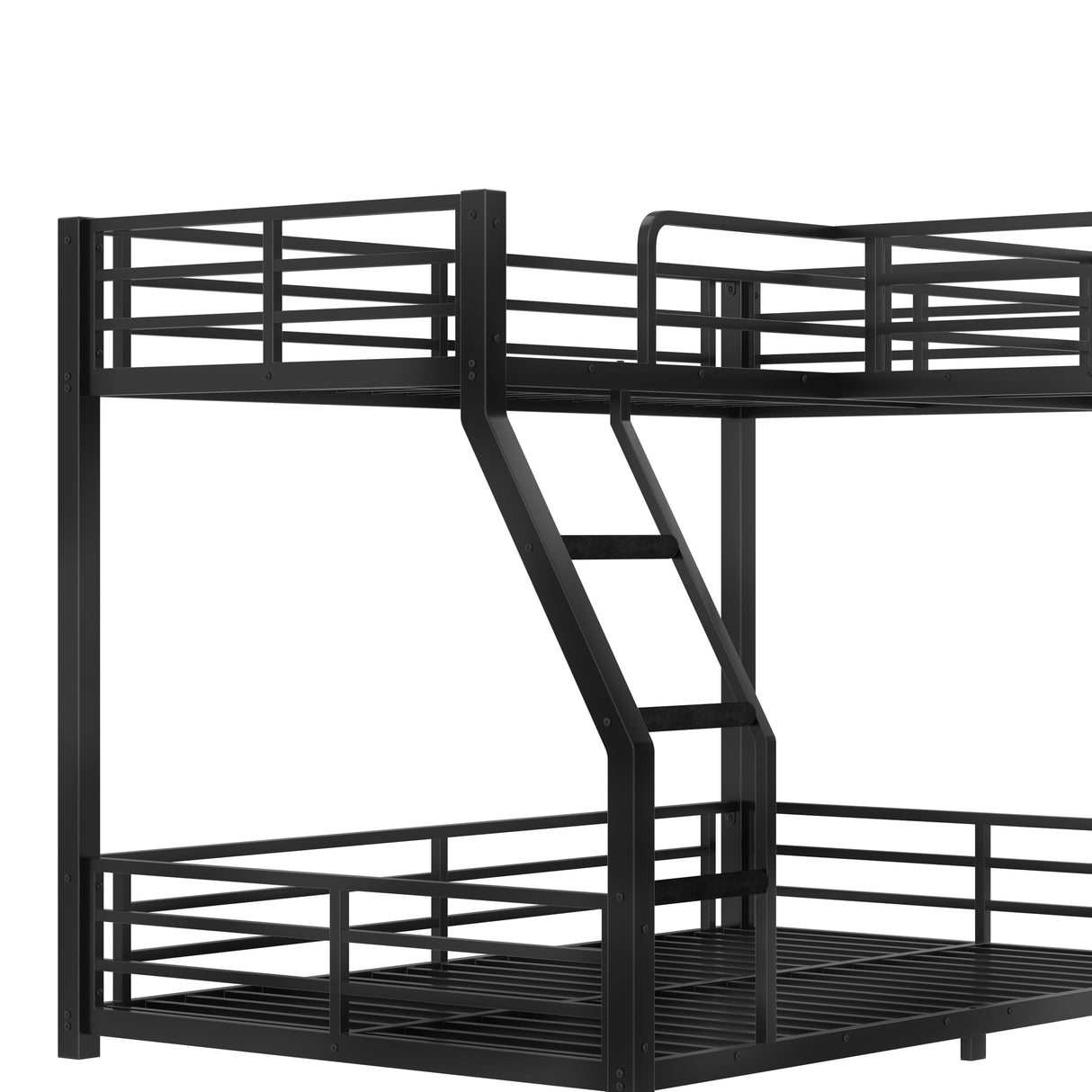Quarte L-Shaped Twin Over Full Bunk Bed with Twin Size Loft Bed, Metal Triple Bunk Bed with Slide and USB Ports, Space-Saving,Designed for Kids Boys Girls Quarte