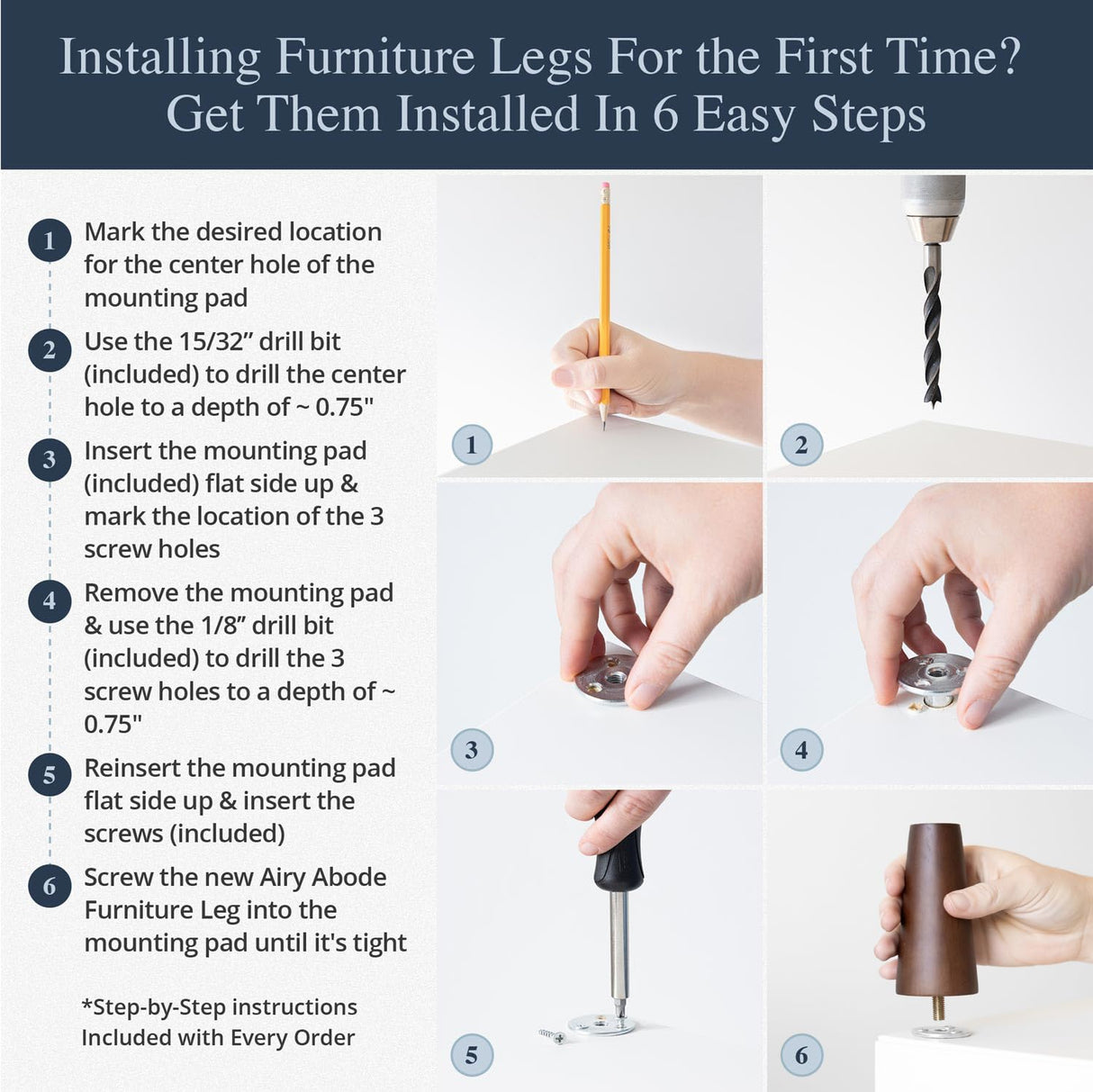 Brown Round Furniture Legs - Premium Mid Century Legs for Sofa, Chair, Table, Dresser, Bed, Cabinet, Ottoman - Our Wooden Legs Are Easy To Install & Include Installation Hardware - Set of 4, 10 Inches Airy Abode