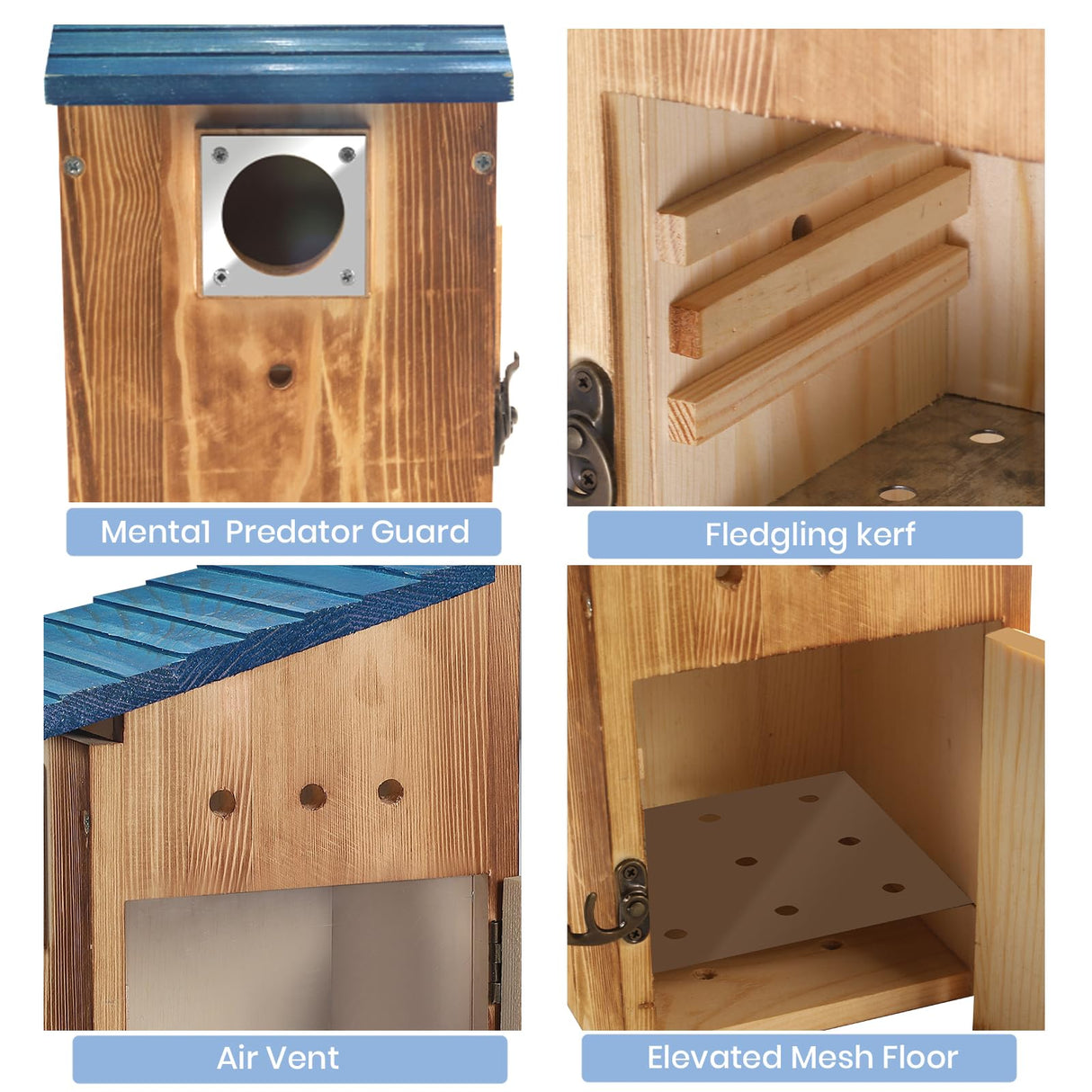 Blue Bird Houses for Outside - Durable Birdhouses for Outdoors with Clear View Panel & Predator Guard for Bluebird Wren Swallow Finch Chickadee Cardinal Predimeza