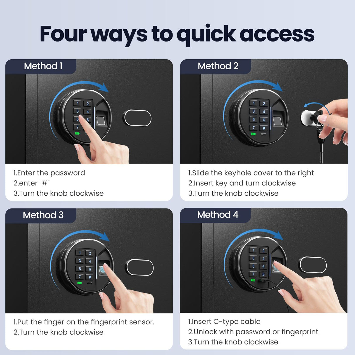 Grimtron Biometric Gun Safe (3.46 cu. ft.) – Quick Access Multiple Handgun Storage with Fingerprint & Backlit Keypad, Secure Pistol Safe Box with Door Organizer & Gun Rack Grimtron