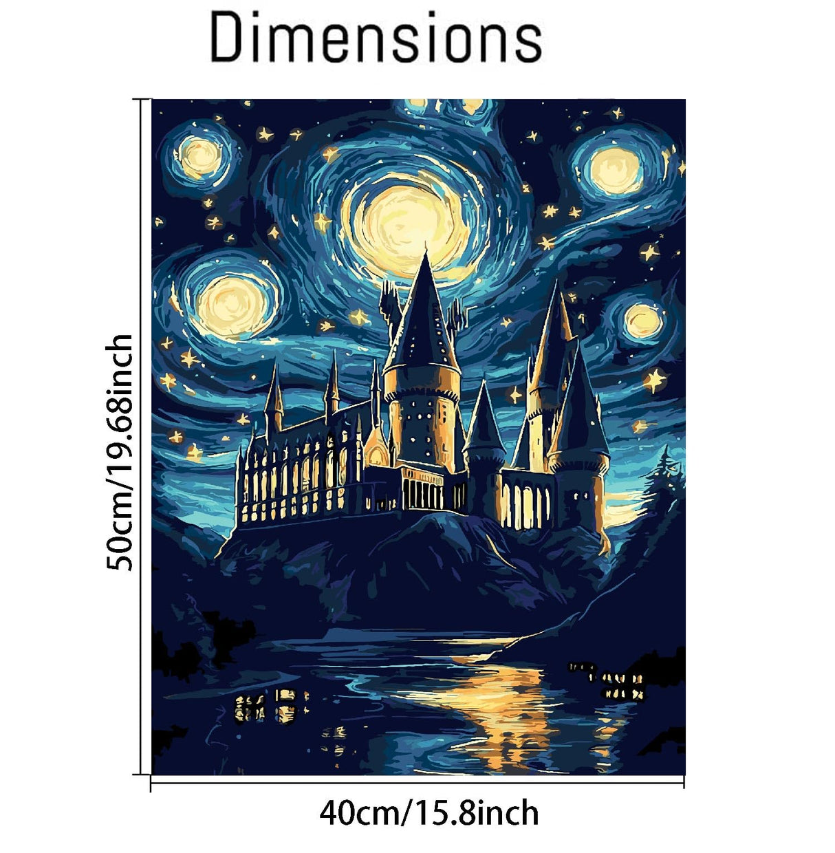 AALBLAC Magic Castle Paint by Numbers Kit for Adults Beginner - Starry Night Castle Paint by Numbers Canvas, DIY Abstract Landscape Oil Painting for Gift Home Wall Decor 16x20inch AALBLAC